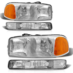 AXLAHA Sierra headlight pair with chrome housing and amber reflectors for improved visibility.