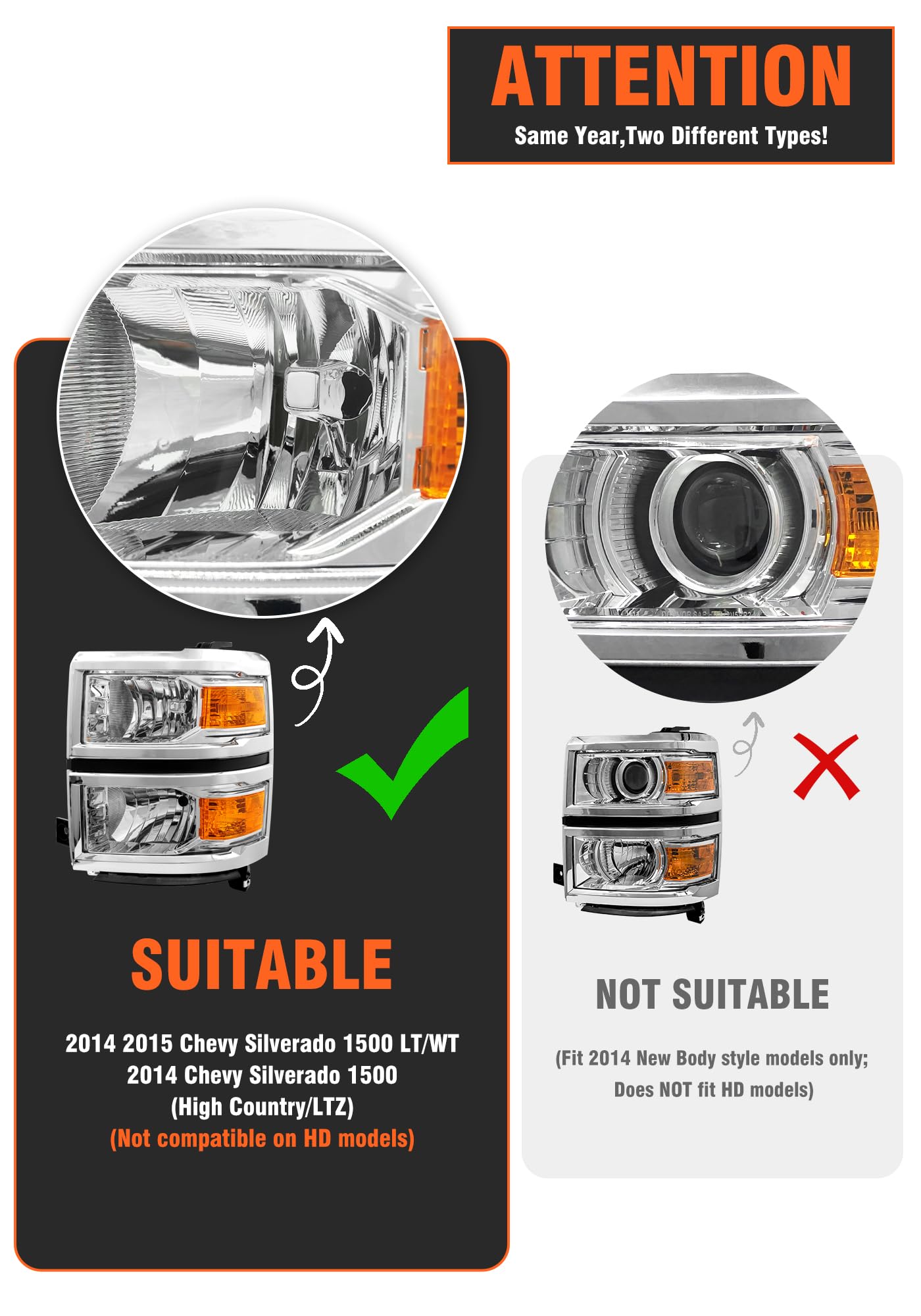 AXLAHA Silverado headlight passenger-side chrome assembly enhances on-road safety
