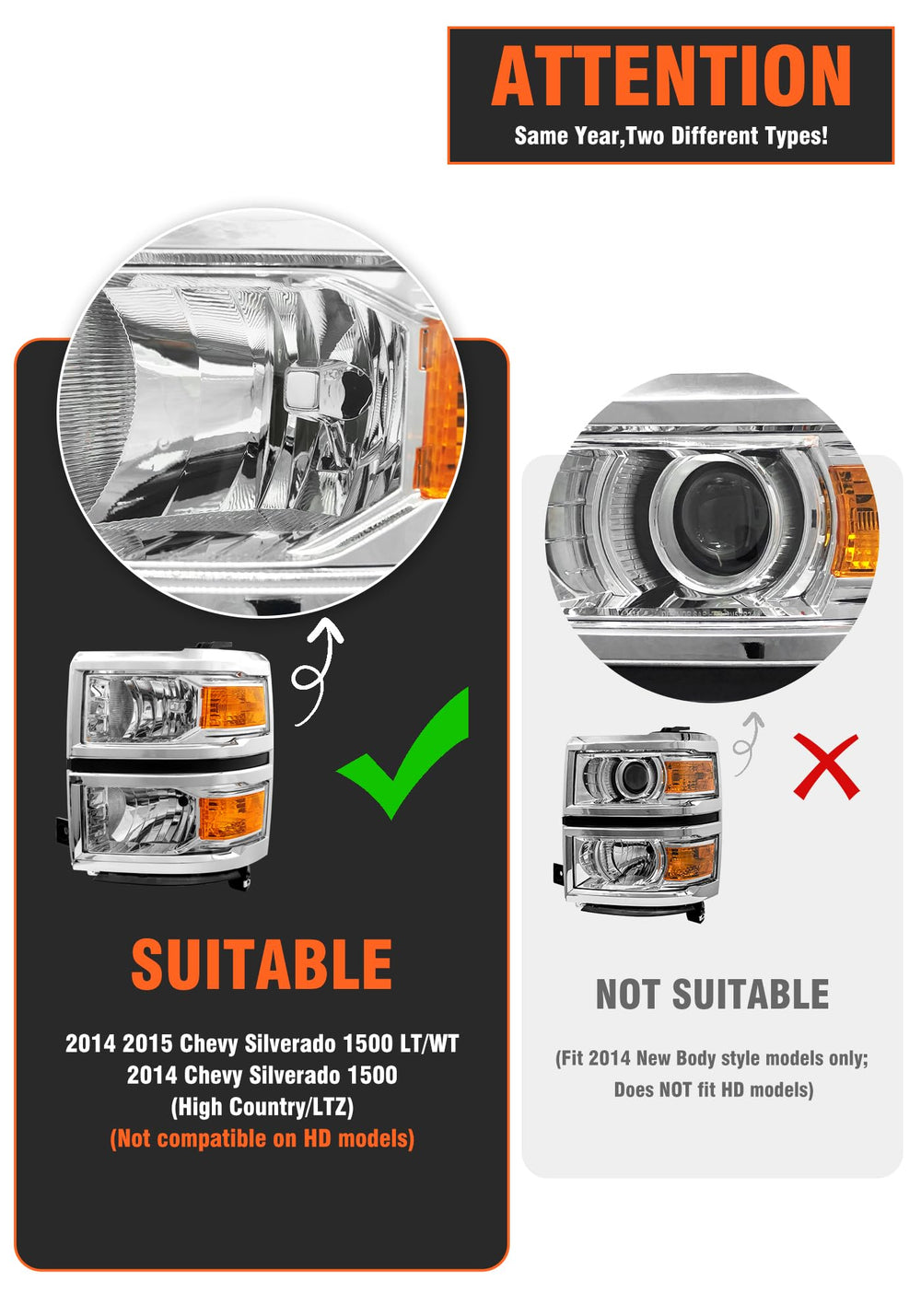 AXLAHA Silverado headlight passenger-side chrome assembly enhances on-road safety