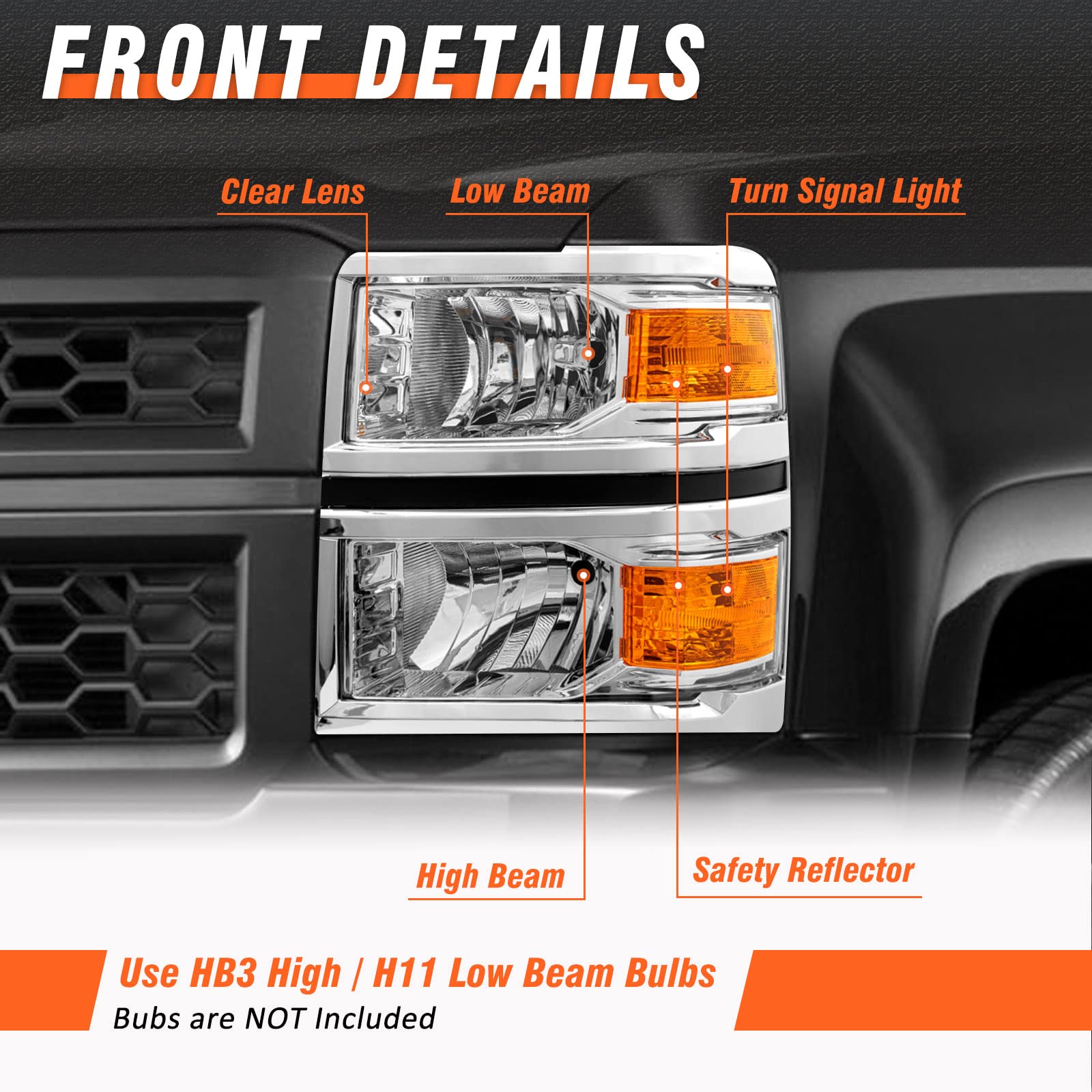 Closeup of AXLAHA headlight reflector showing chrome finish and beam shaping