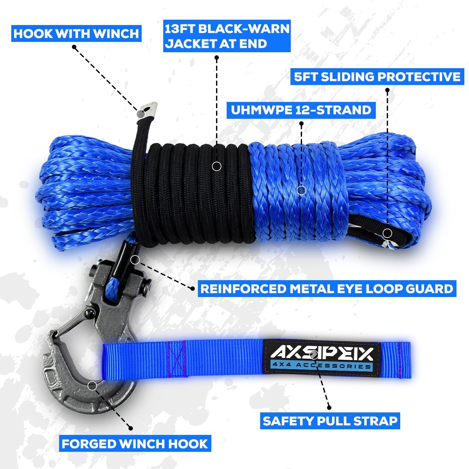 AXSIPEIX safety pull strap aiding controlled winch recoveries.