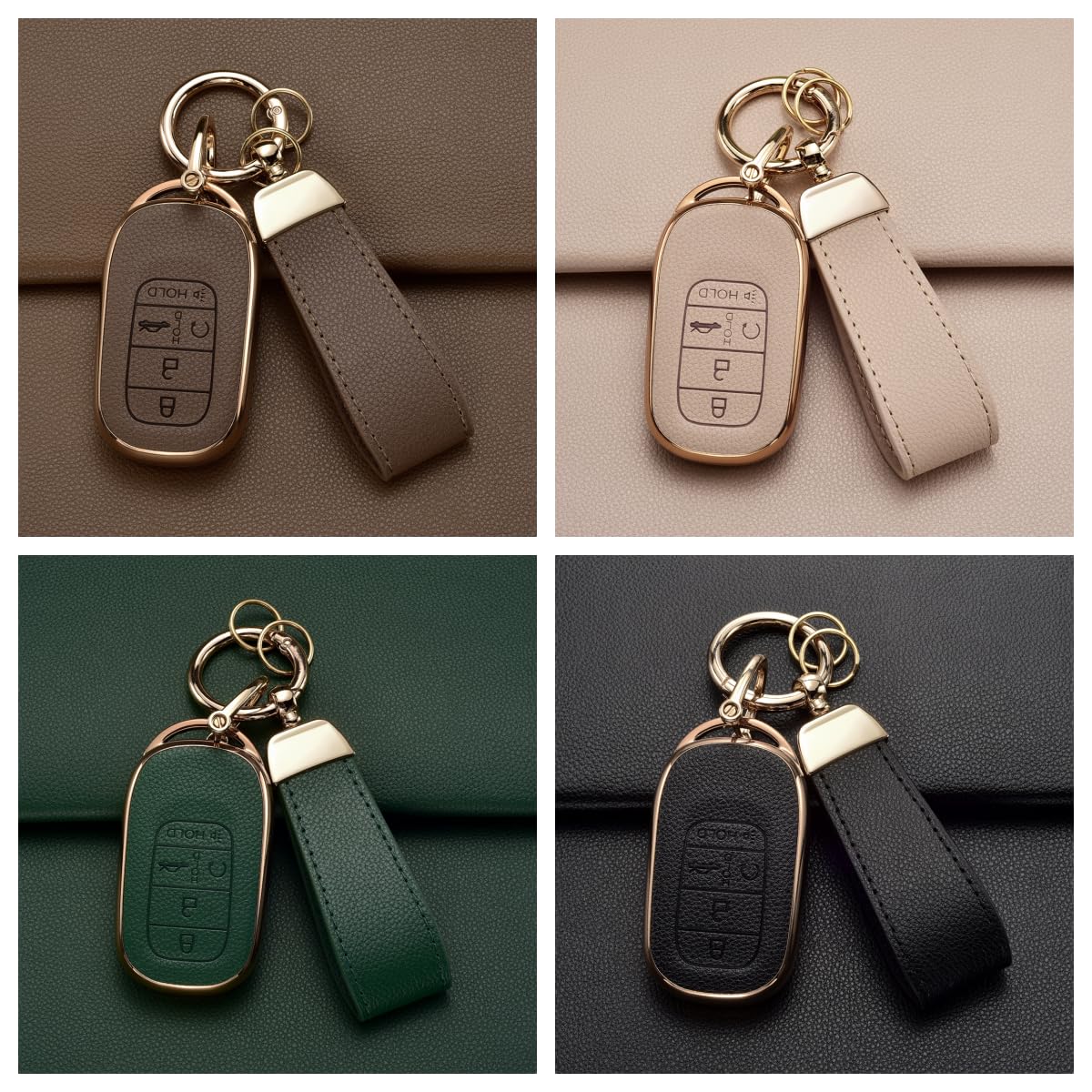 Durable soft TPU inner layer with leather finish for Honda key fob