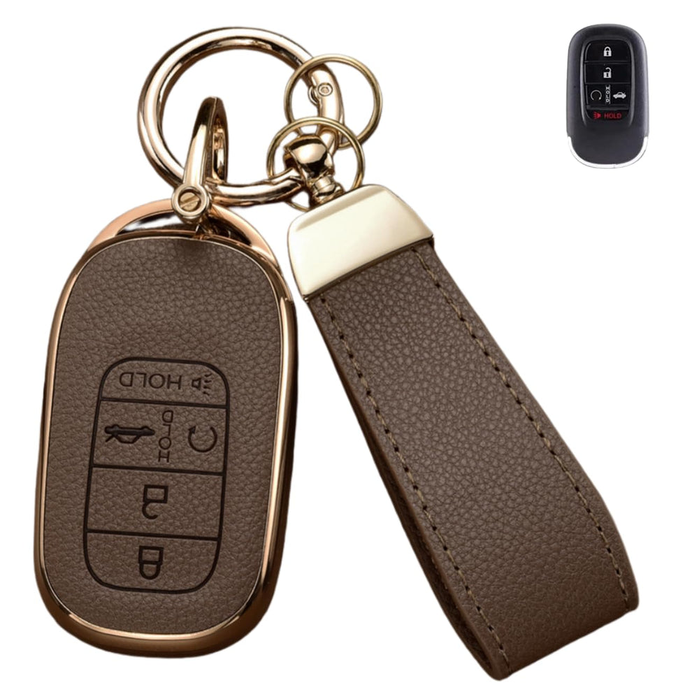 Axtrulix Honda key fob cover with upper leather and soft TPU protects the fob