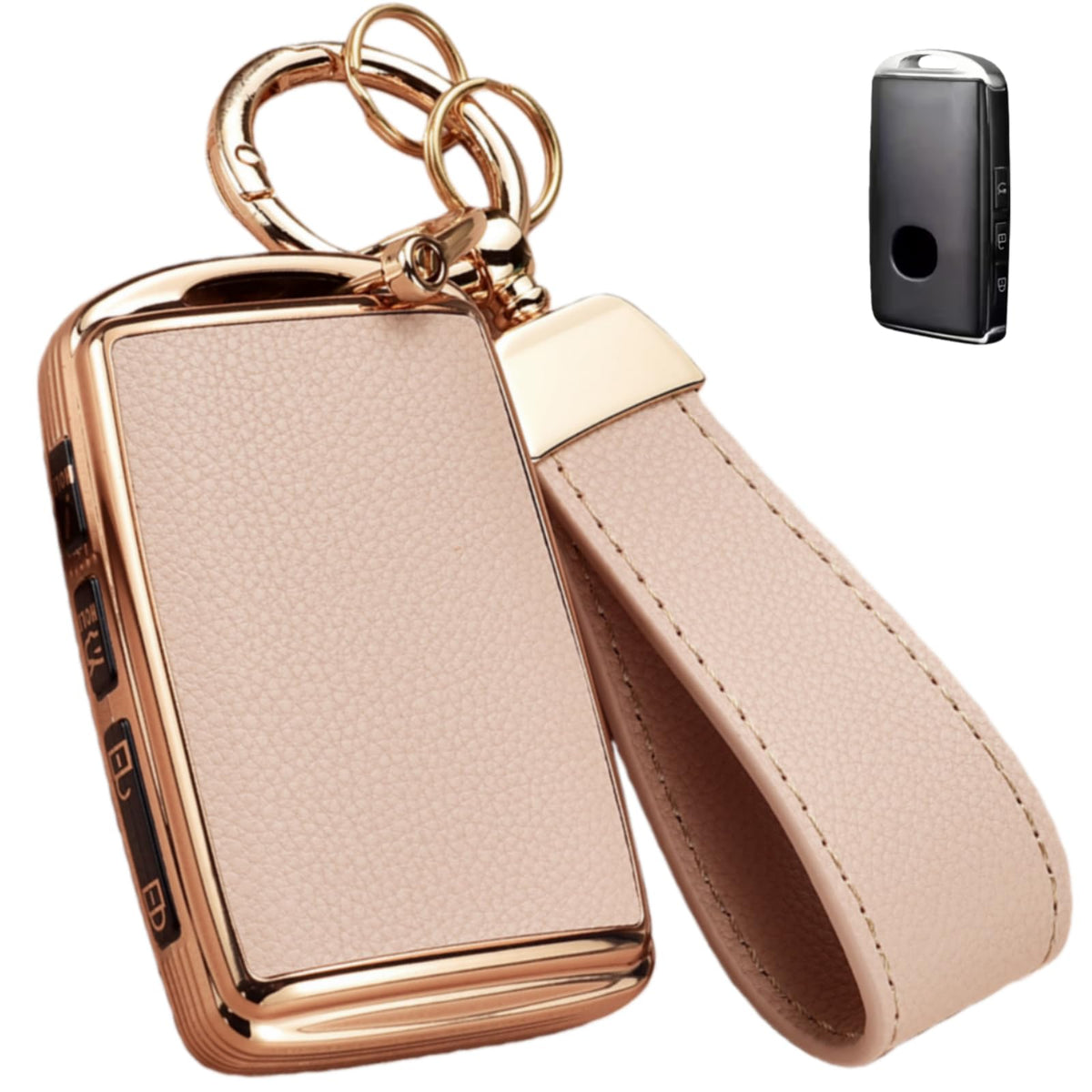 Axtrulix Mazda key fob cover pink front view with premium leather and TPU grip