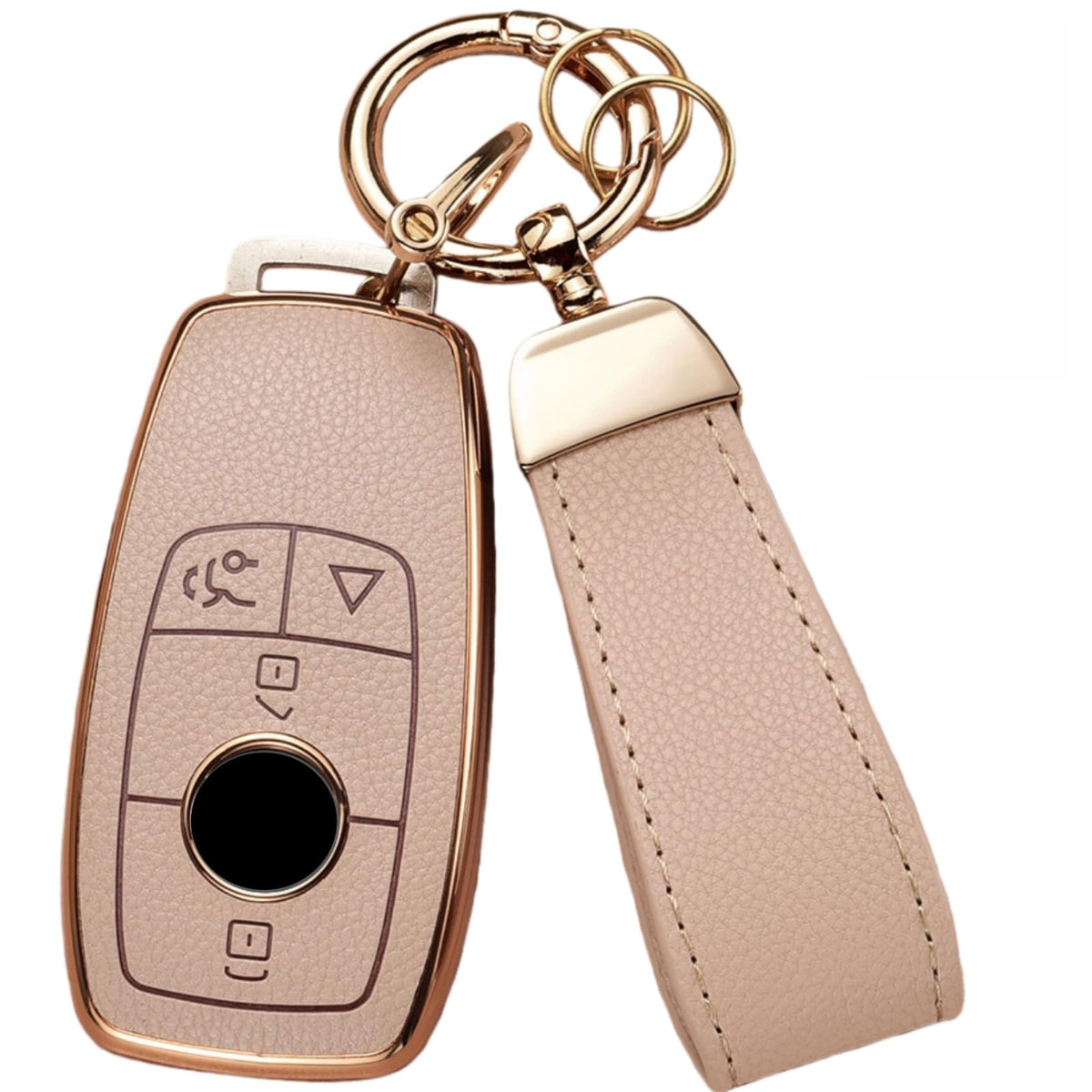 Axtrulix Mercedes key fob cover in upper leather highlights premium protection and grip.