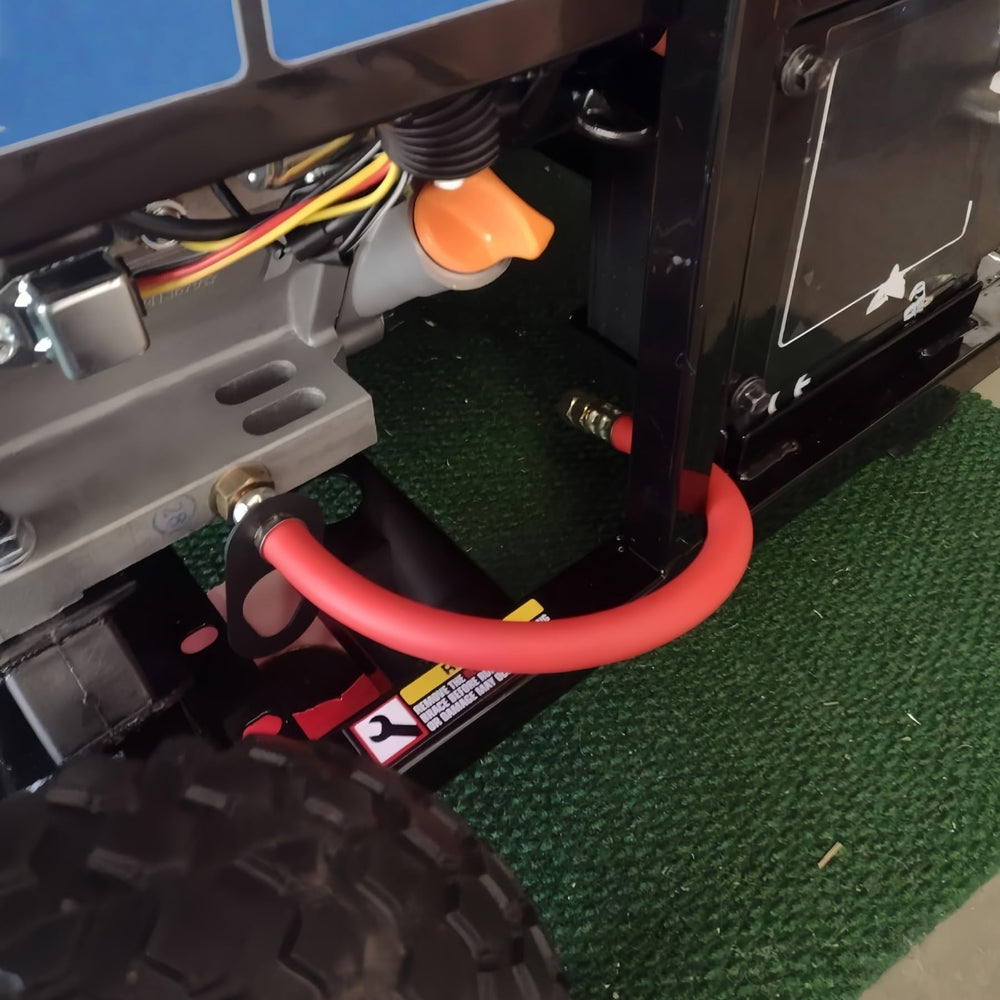 Axyuada mess-free oil changes with flexible drain hose.