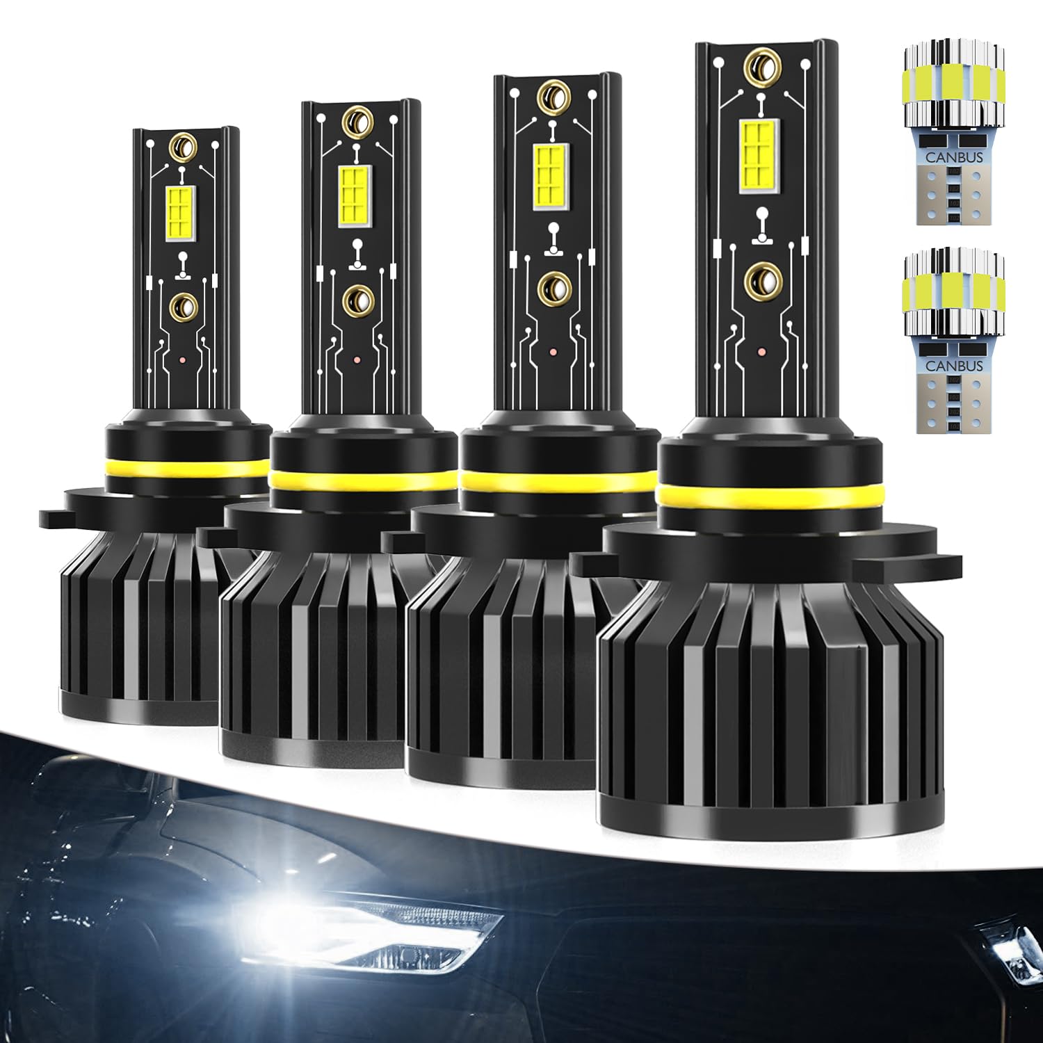 AXZPYON Hyundai Sonata 9005 high/low beam kit installed for improved night visibility.