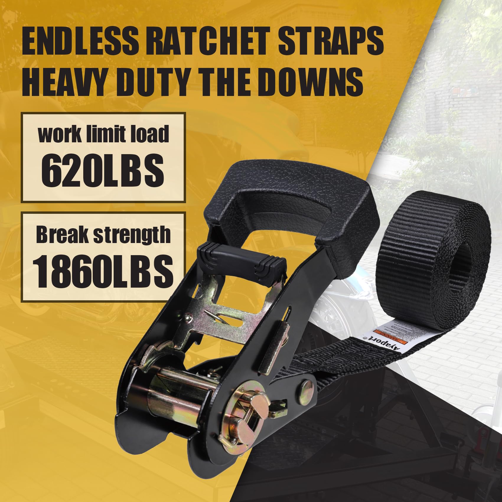 Ayaport 1 inch by 8 foot straps deliver strong hold on medium loads.