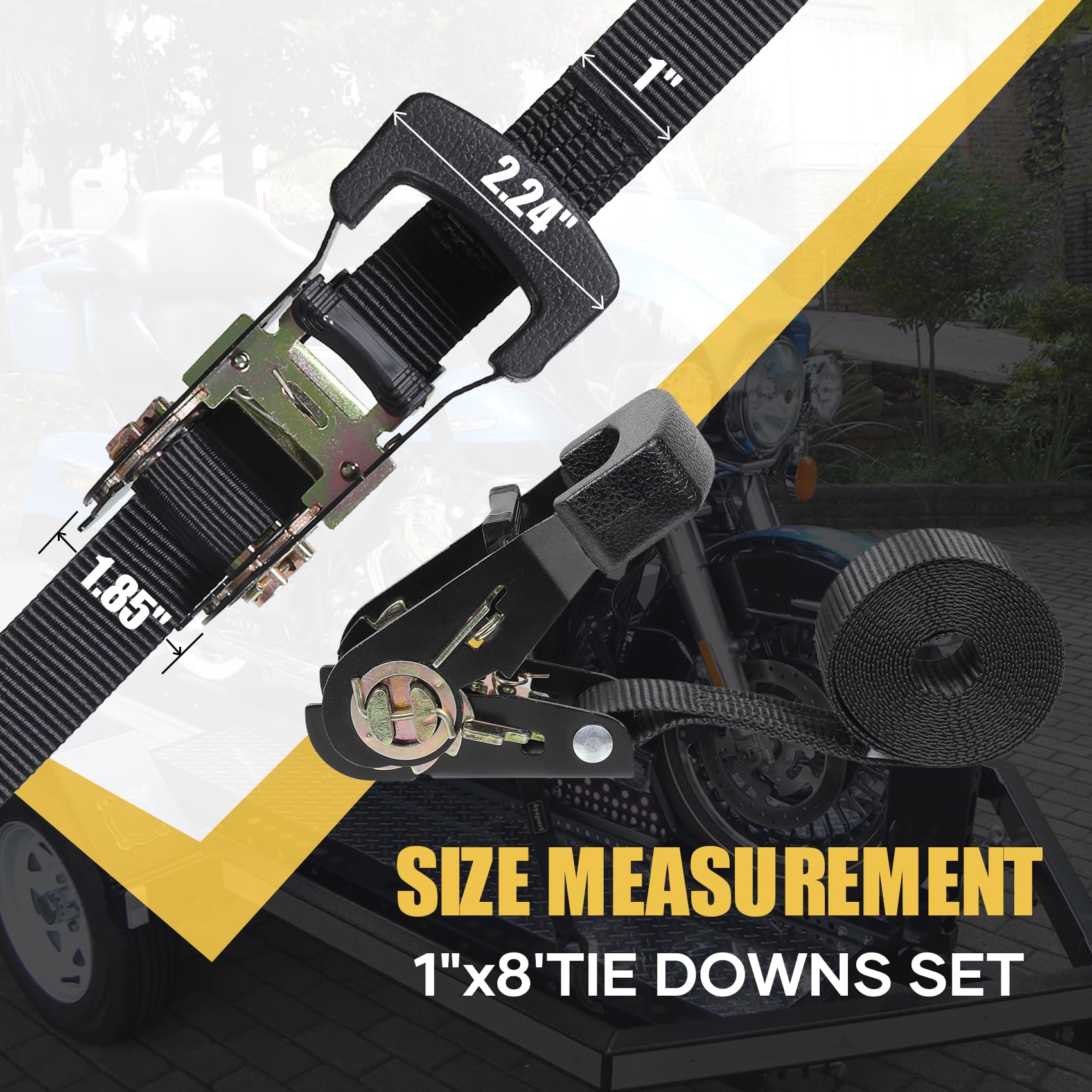 Ayaport premium nylon ratcheting straps resist wear for long-lasting use.