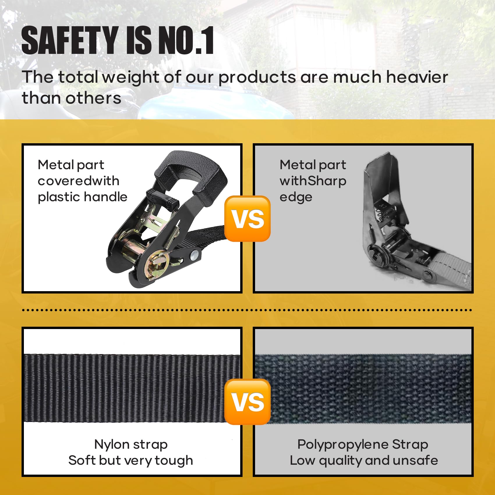Ayaport versatile tie downs secure coolers, ATVs, motorcycles, and compact cargo.