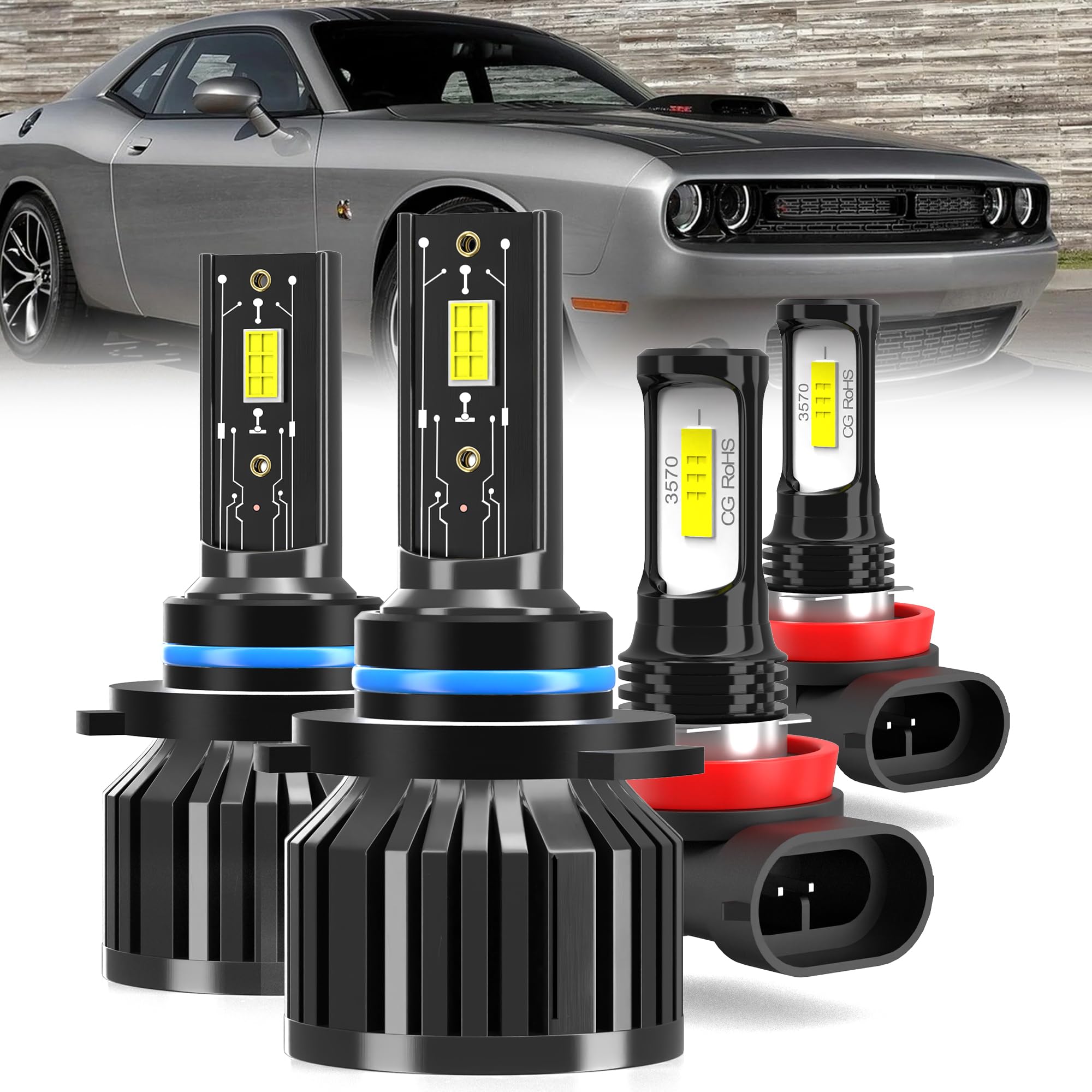 AYGZRUB 9012 front-view high/low beam bulbs for Challenger delivering crisp illumination