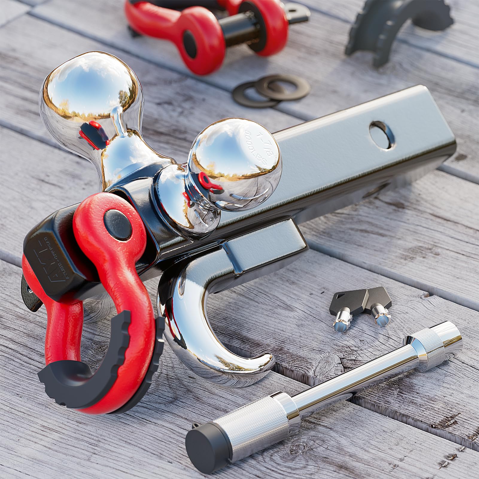 Ayleid tri-ball mount with the 1-7/8-inch hitch ball installed.