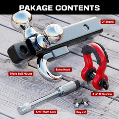 Ayleid tri-ball mount with a 2-5/16-inch ball for heavier loads.
