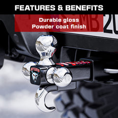 Ayleid tri-ball mount with 2-5/16 inch ball suitable for heavier trailers
