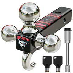 Ayleid tri-ball mount silver front view for versatile towing.