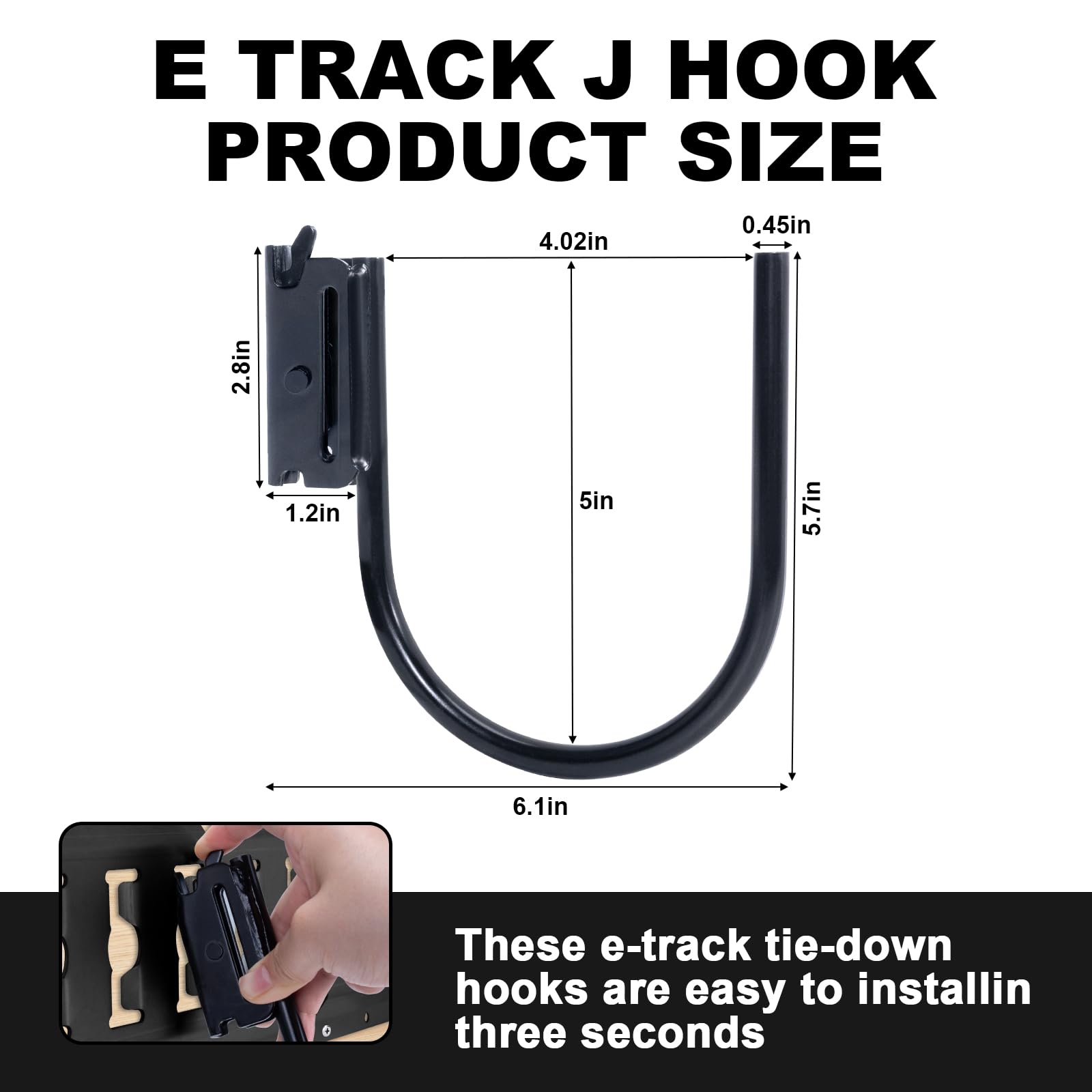 AYMMIC E-Track J Hook fits 2.5x1 slots for reliable mounting.