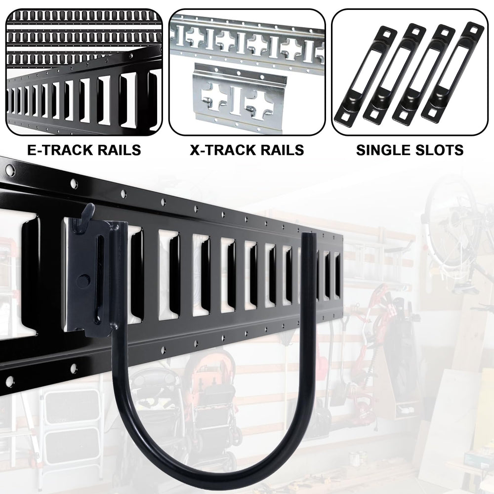 AYMMIC heavy-duty E-Track J Hook in black coating resists wear.