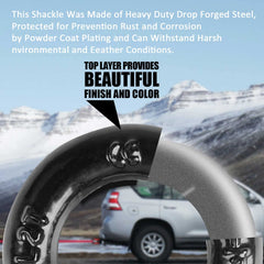 AYMMIC half inch D Ring Bow Shackle installed on a jeep for quick towing