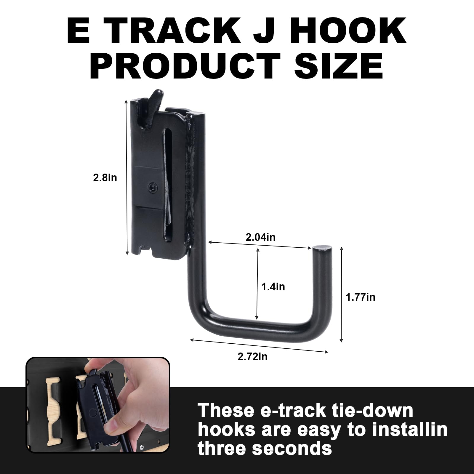 AYMMIC J Hook aligned with 2.5x1 inch rails for compatibility.