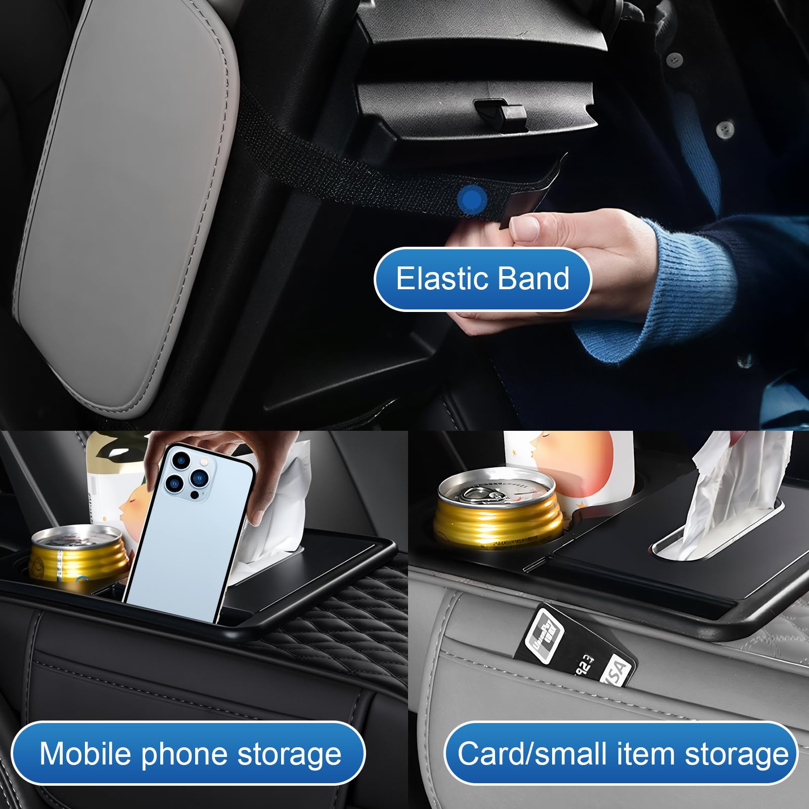 Azconty PU leather armrest box with waterproof lining protects the console.