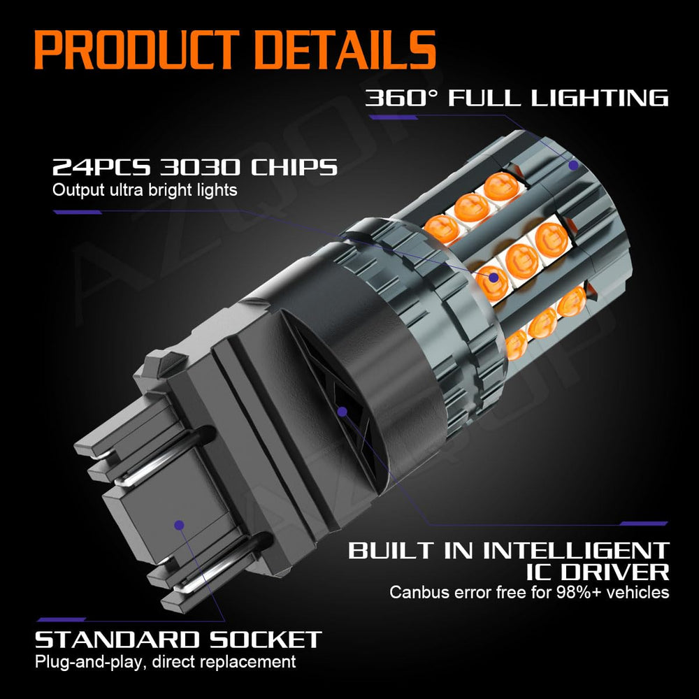 AZQOP 3157 LED amber bulb 2-pack for quick replacement
