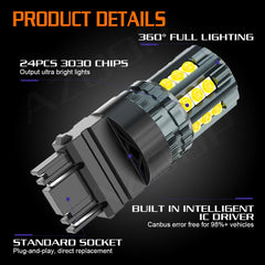 AZQOP 3157 LED reverse light close-up showing bright white illumination.