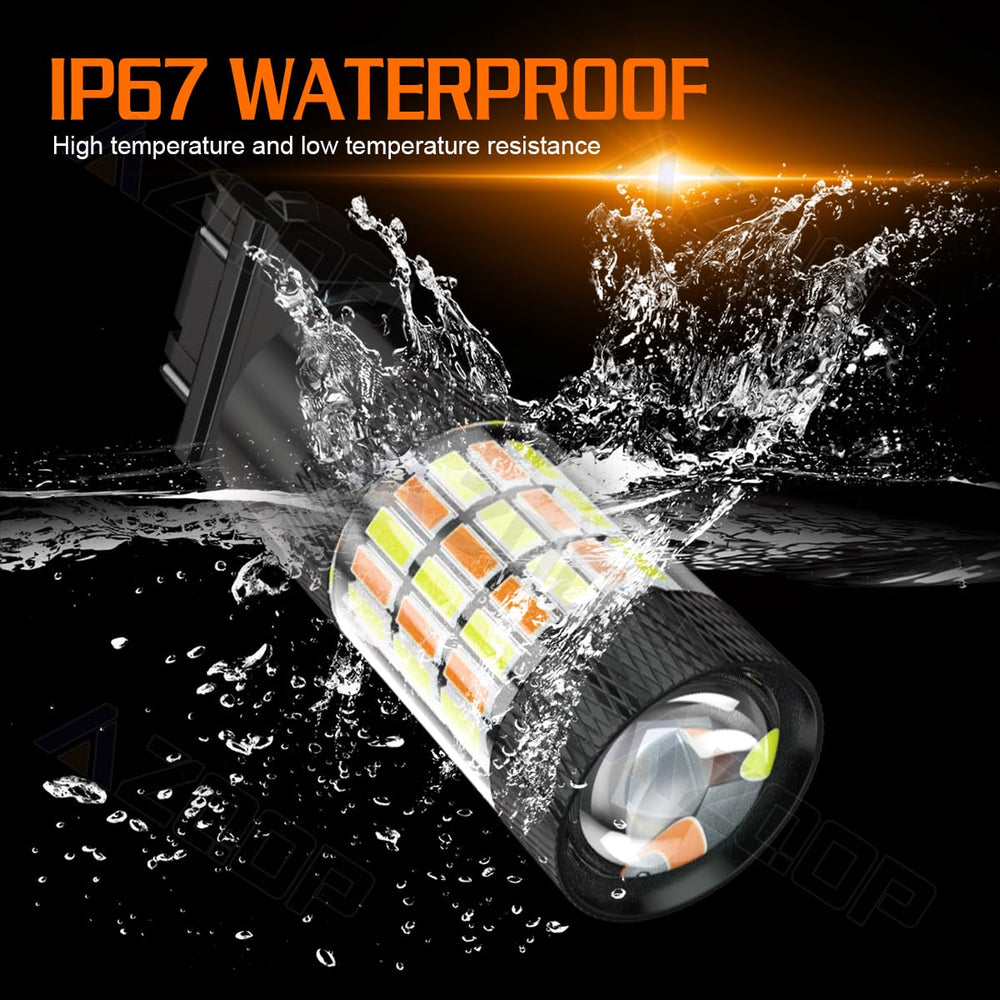 Two-pack AZQOP bulbs upgrade both left and right signals together.