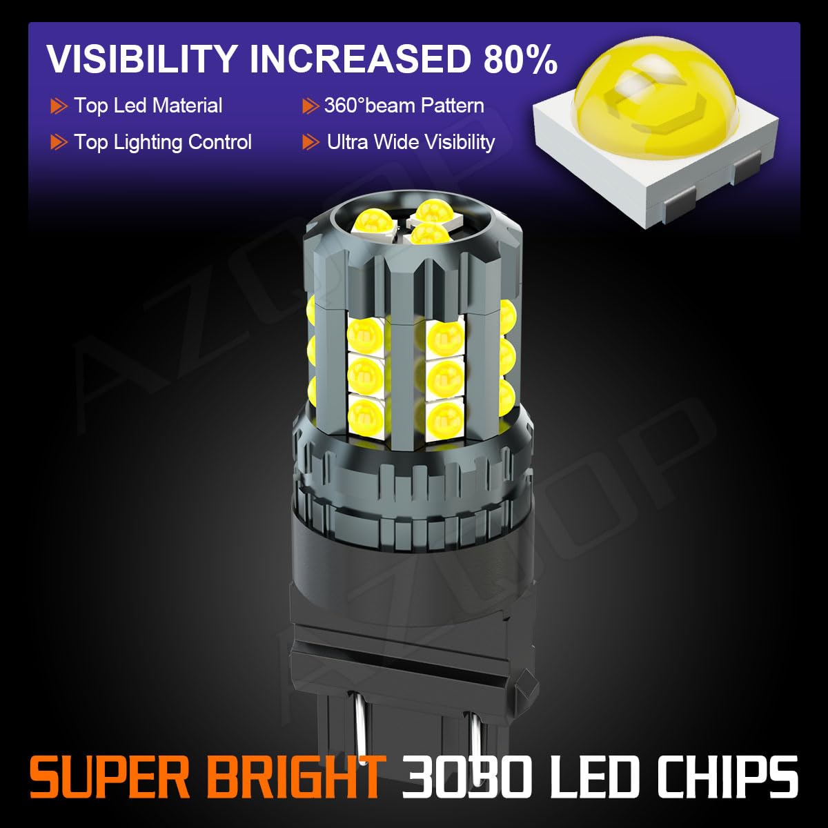 AZQOP 6000K white LED reverse light delivering high-intensity visibility.