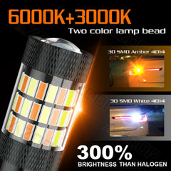 AZQOP dual-color 6000K white and 3000K amber bulbs for turn signals.