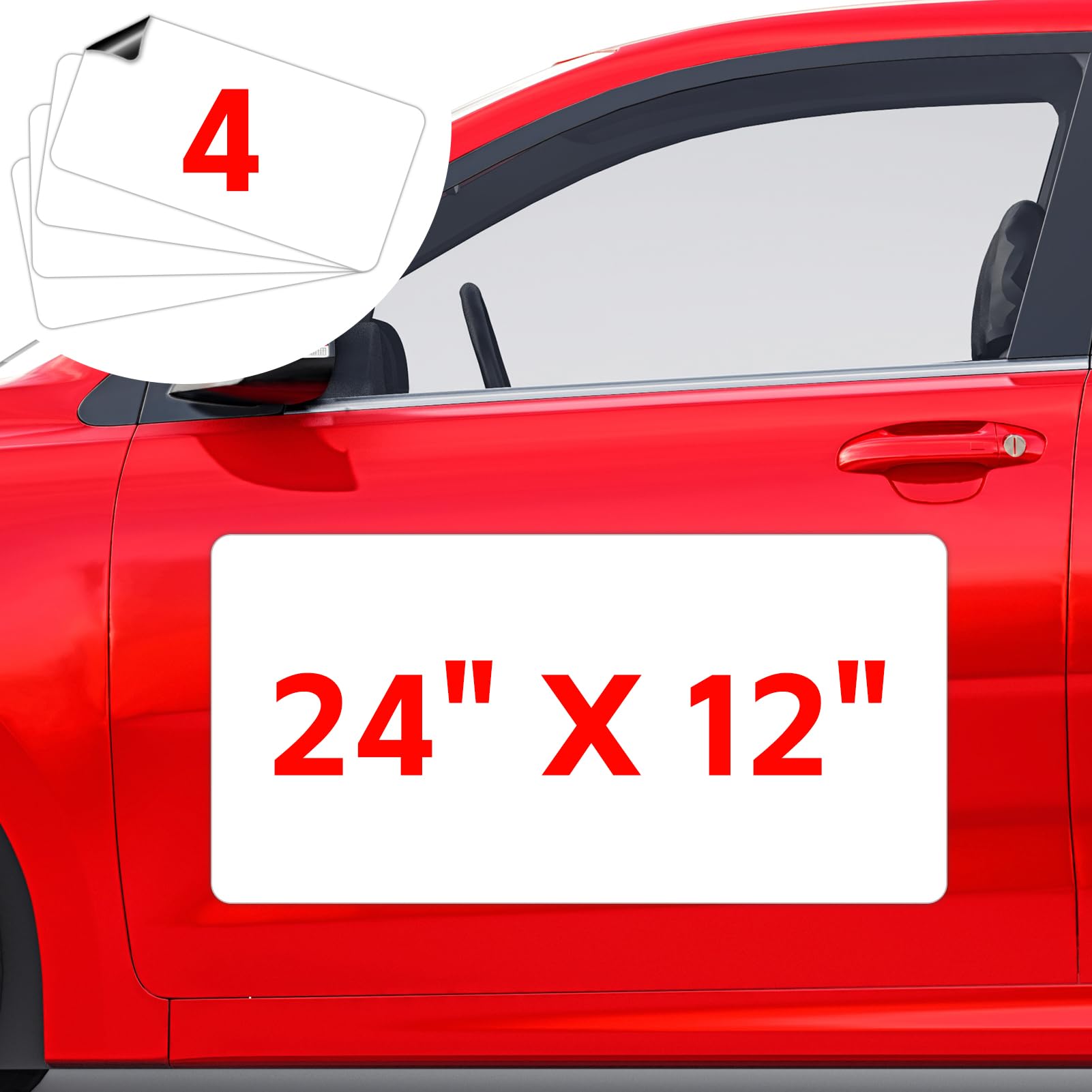 AzReference 4-pack blank car magnets, 24x12 inches, ideal for durable outdoor vehicle signage