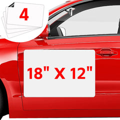 AzReference 4-pack blank magnets on a car door for mobile signage.