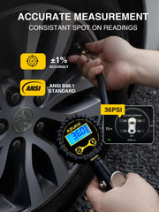 AZUNO digital gauge close-up with clear backlit display for accurate readings