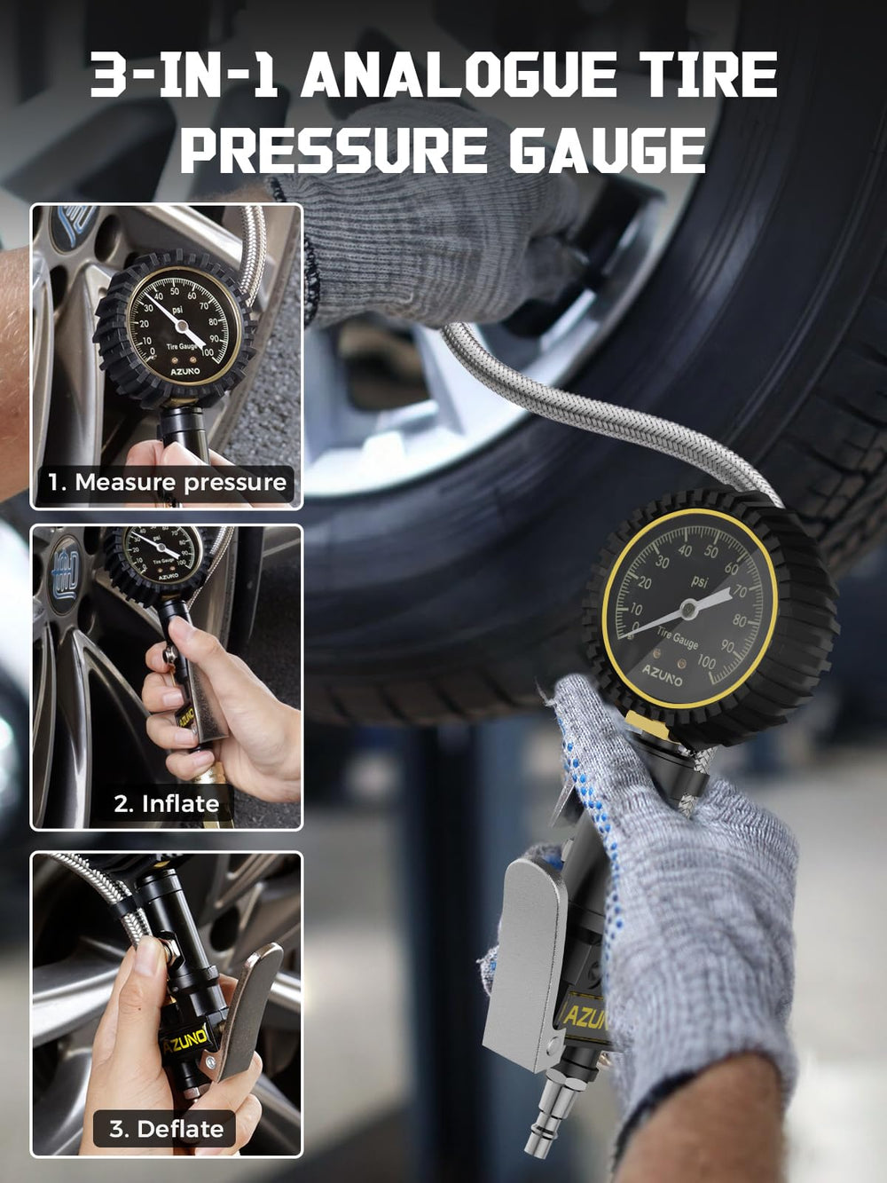 AZUNO steel braided hose demonstrates durability and kink resistance.