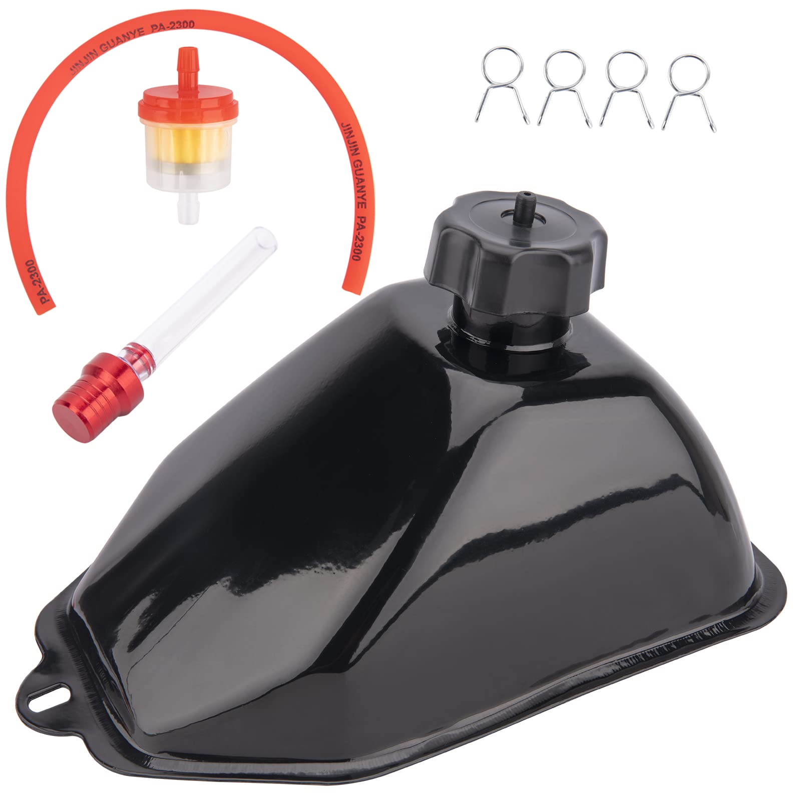 AZUNYYDS 110cc metal tank front view highlights rugged durability for ATV reliability