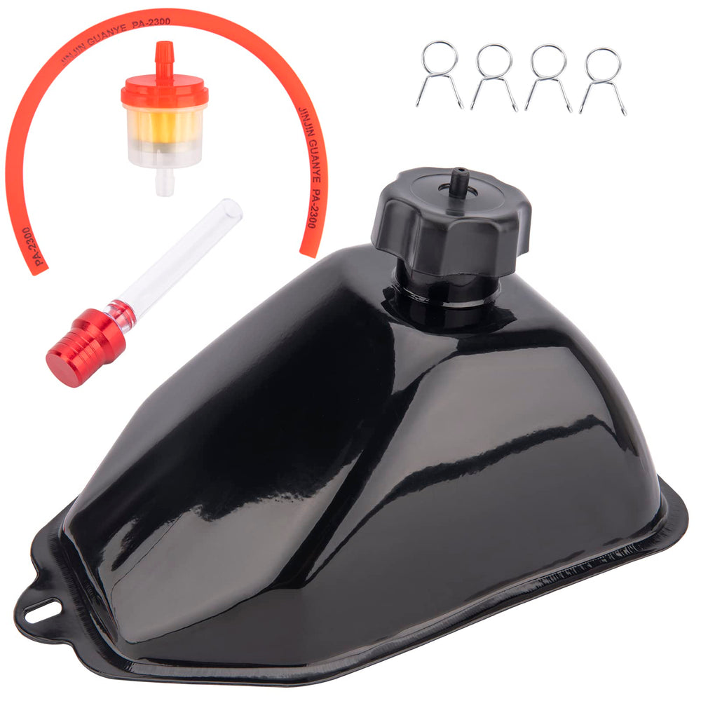 AZUNYYDS 110cc metal tank front view highlights rugged durability for ATV reliability