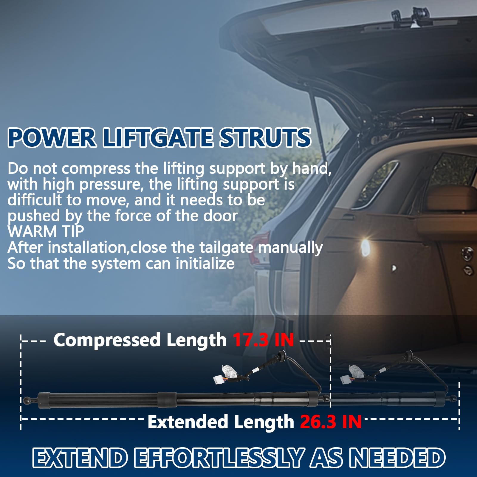 B.ZSSY Black-coated tailgate struts resist weather wear and maintain a clean look