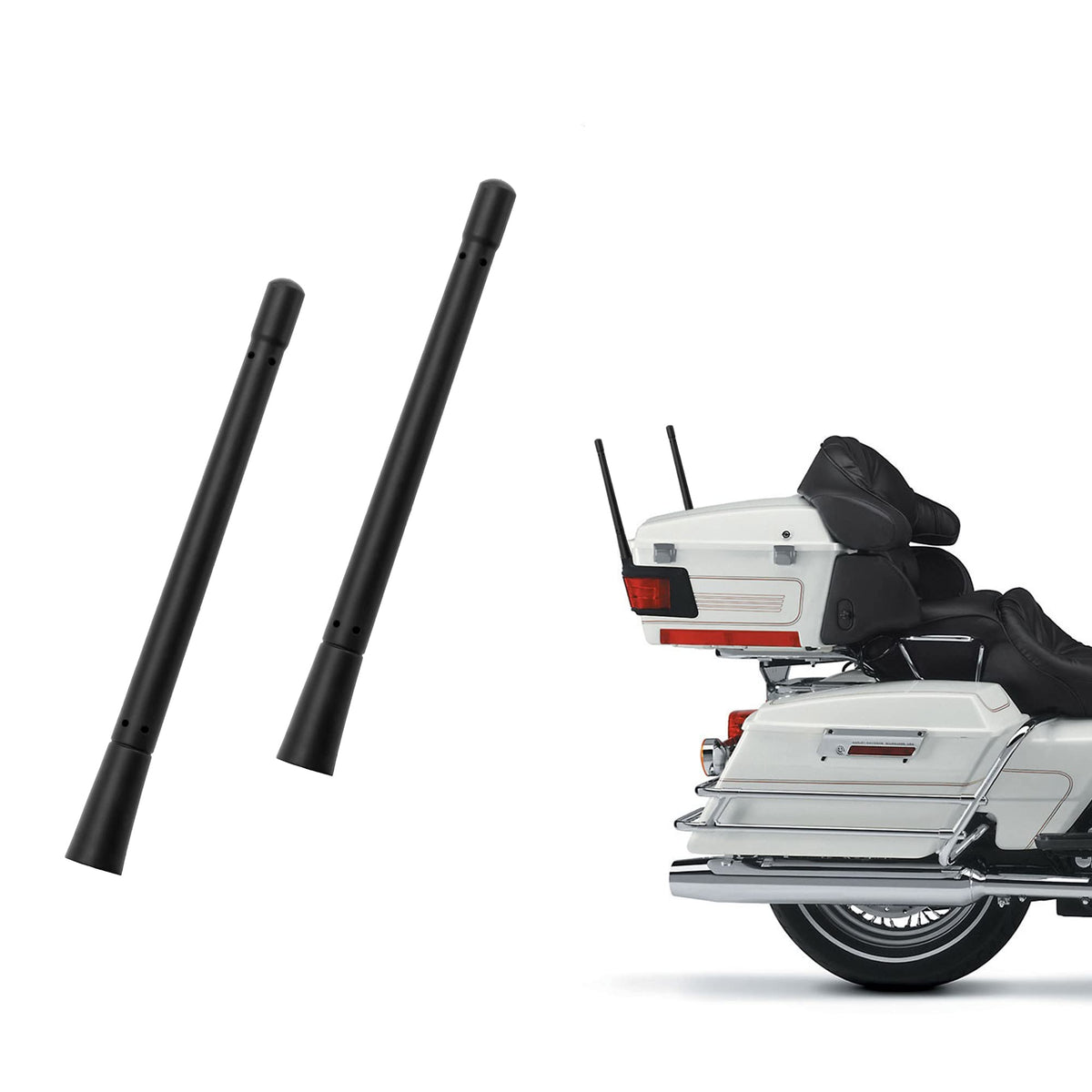 BA-BOLING 7-inch short antenna on a Harley-Davidson enhances style and stance