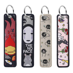 Babymiu anime soot sprite embroidered keychain four-pack for versatile gifting and organization.