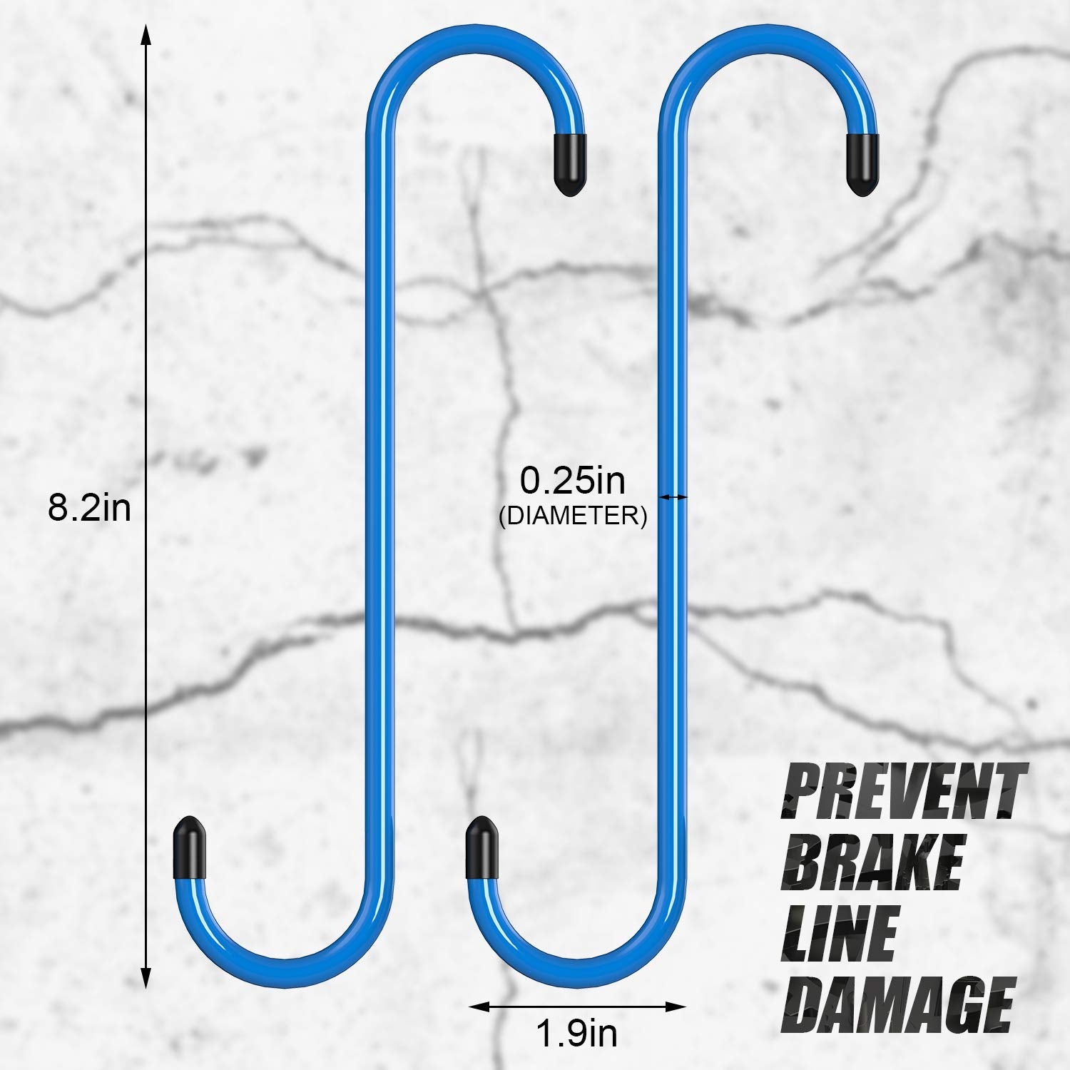 Bac-kitchen blue brake caliper hook with rubber tips protects hoses during service.