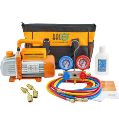 BACOENG 3.6CFM vacuum pump and gauge set with sight-glass for precise refrigerant flow.