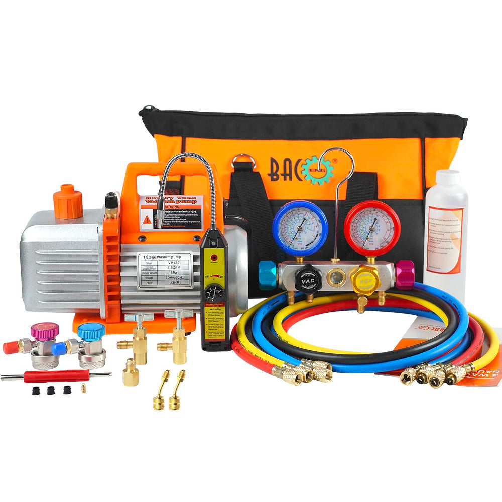 BACOENG 4.5 CFM vacuum pump front view for precise system evacuation