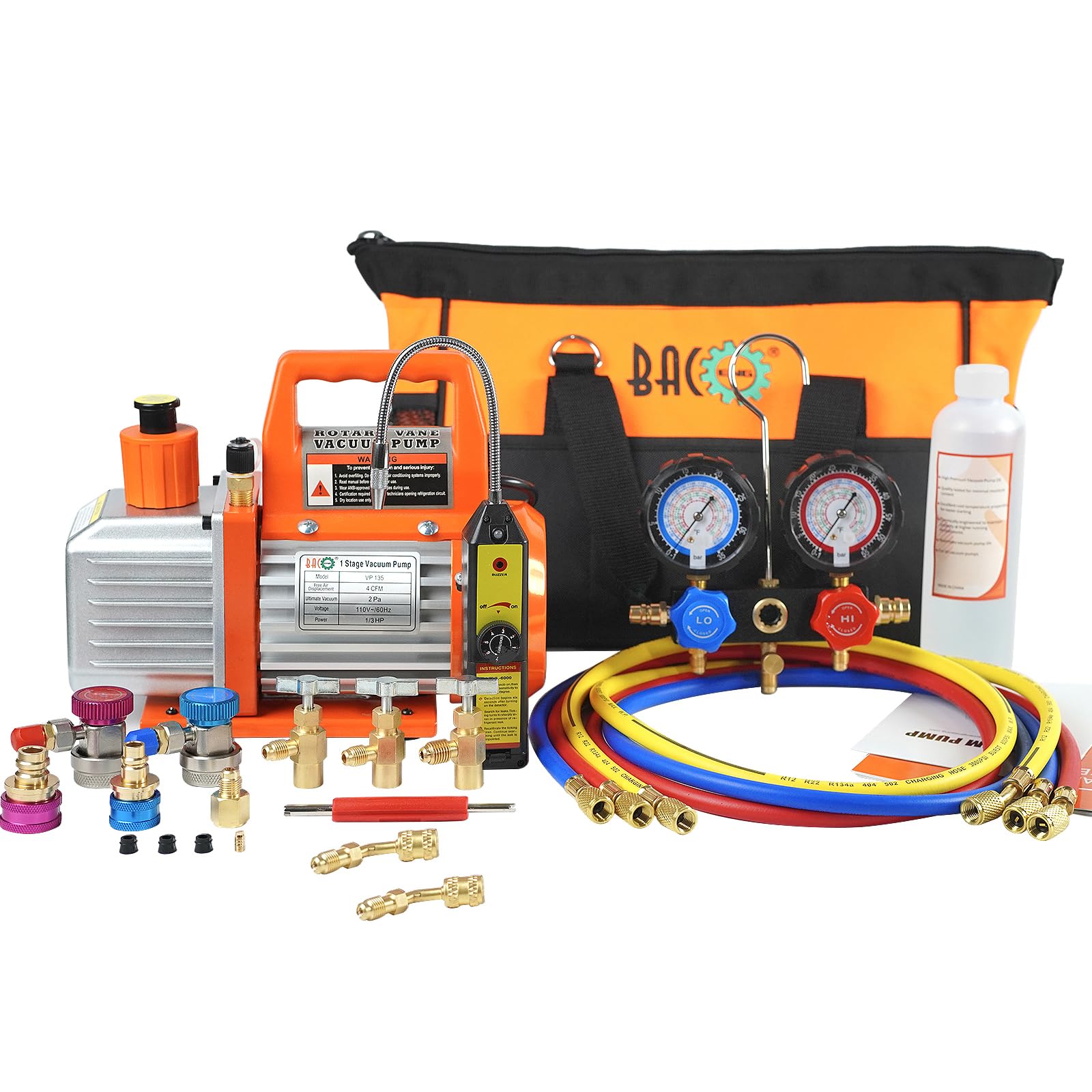 BACOENG 4CFM vacuum pump ready for fast evacuation.