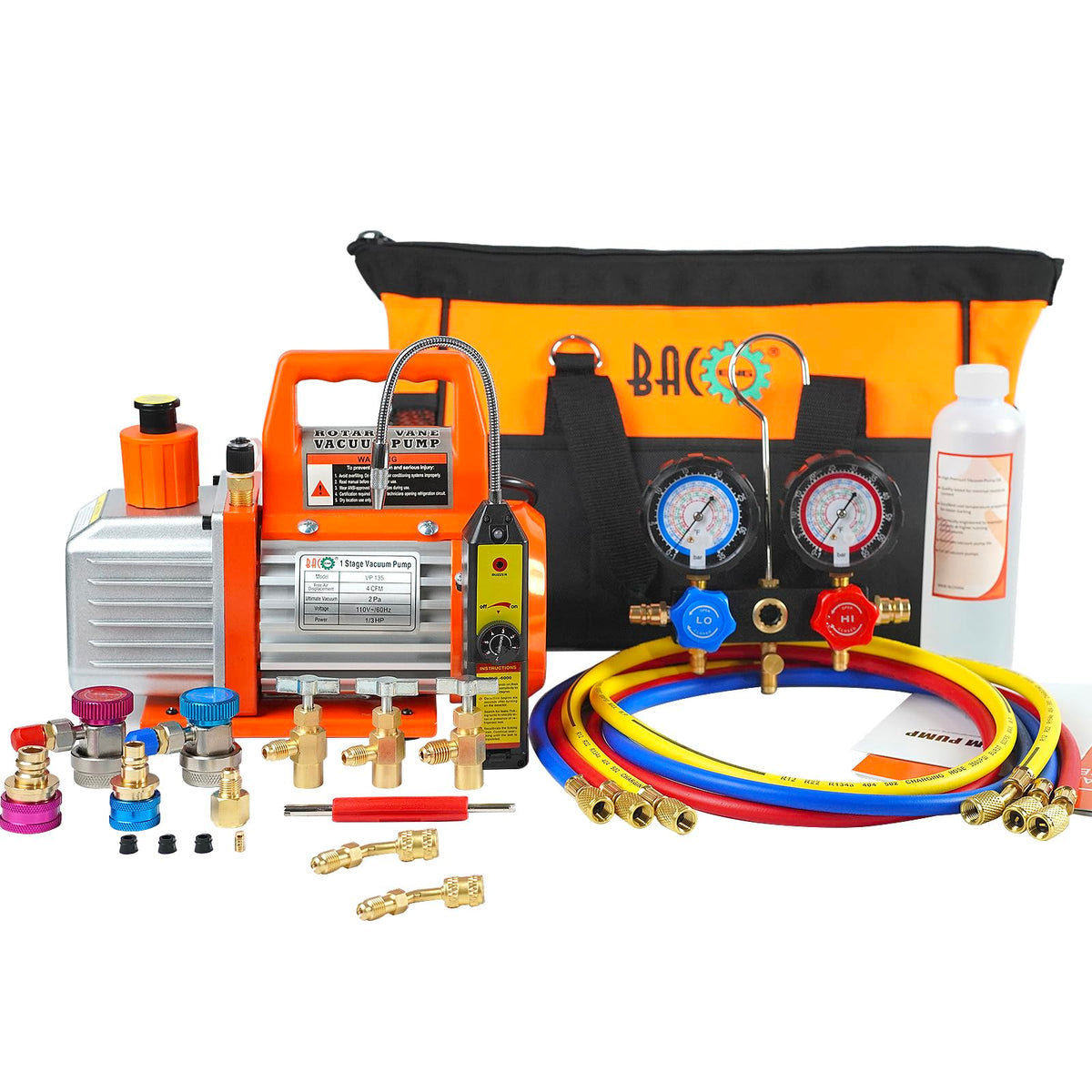 BACOENG 4CFM vacuum pump ready for fast evacuation.