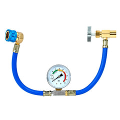BACOENG R1234YF hose kit with gauge ready for precise automotive recharge.