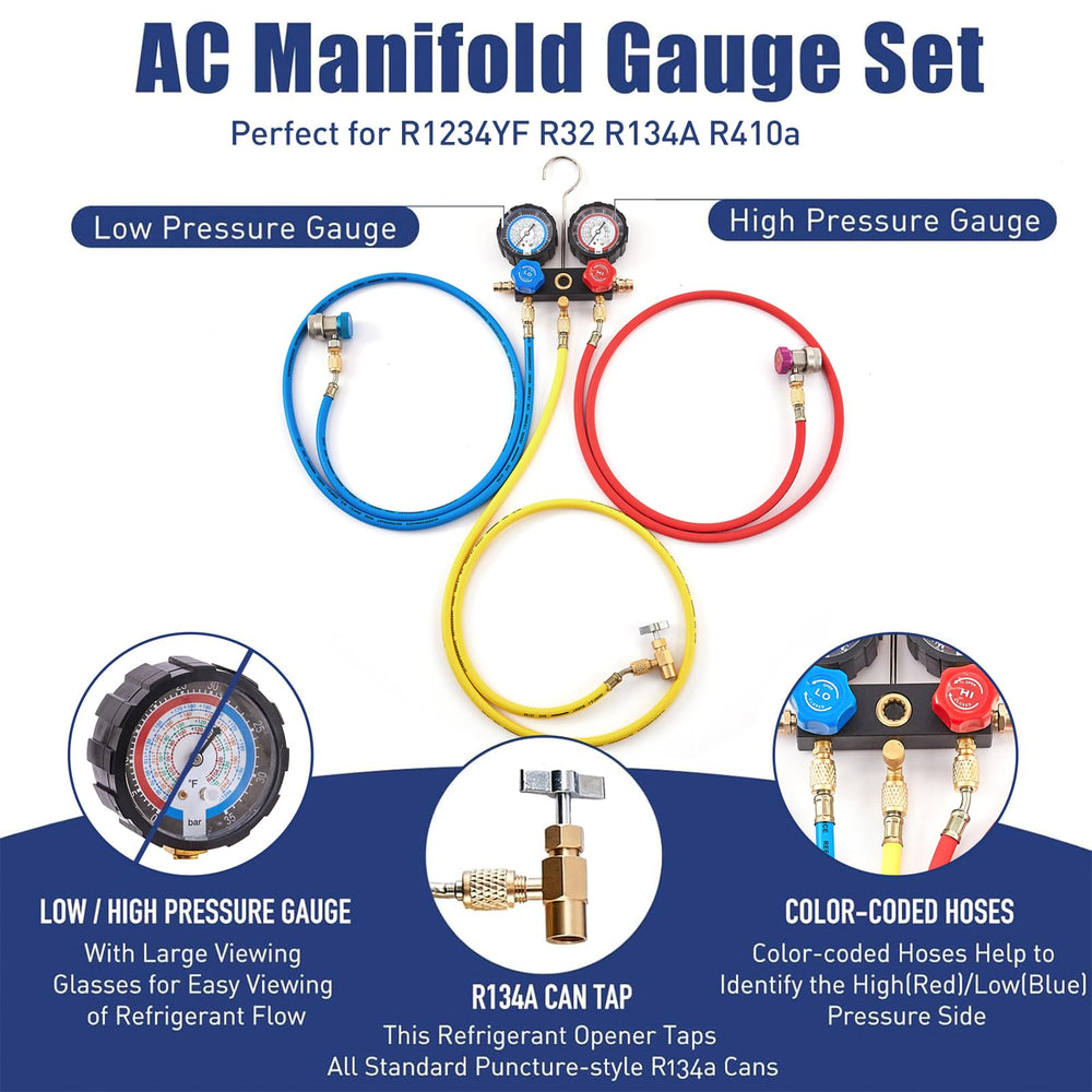 BACOENG 3-way manifold gauge delivering precise readings during service