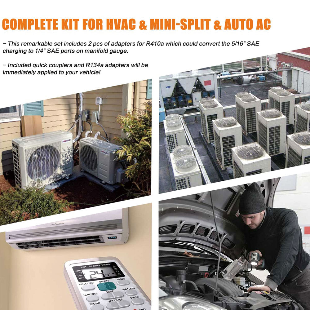 BACOENG adapters for R410a compatibility with dedicated curved connectors