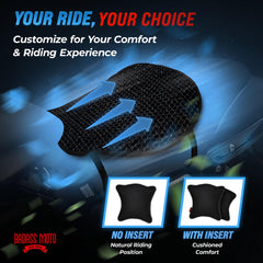 Badass Moto seat cover with removable padded insert for customizable comfort