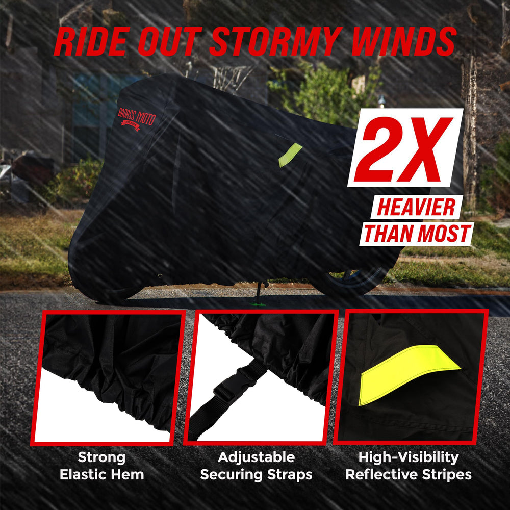 Badass Moto reflective trim enhances nighttime visibility for parked bikes.