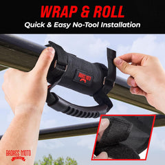 Badass Moto grab handle on Polaris vehicle demonstrates secure grip
