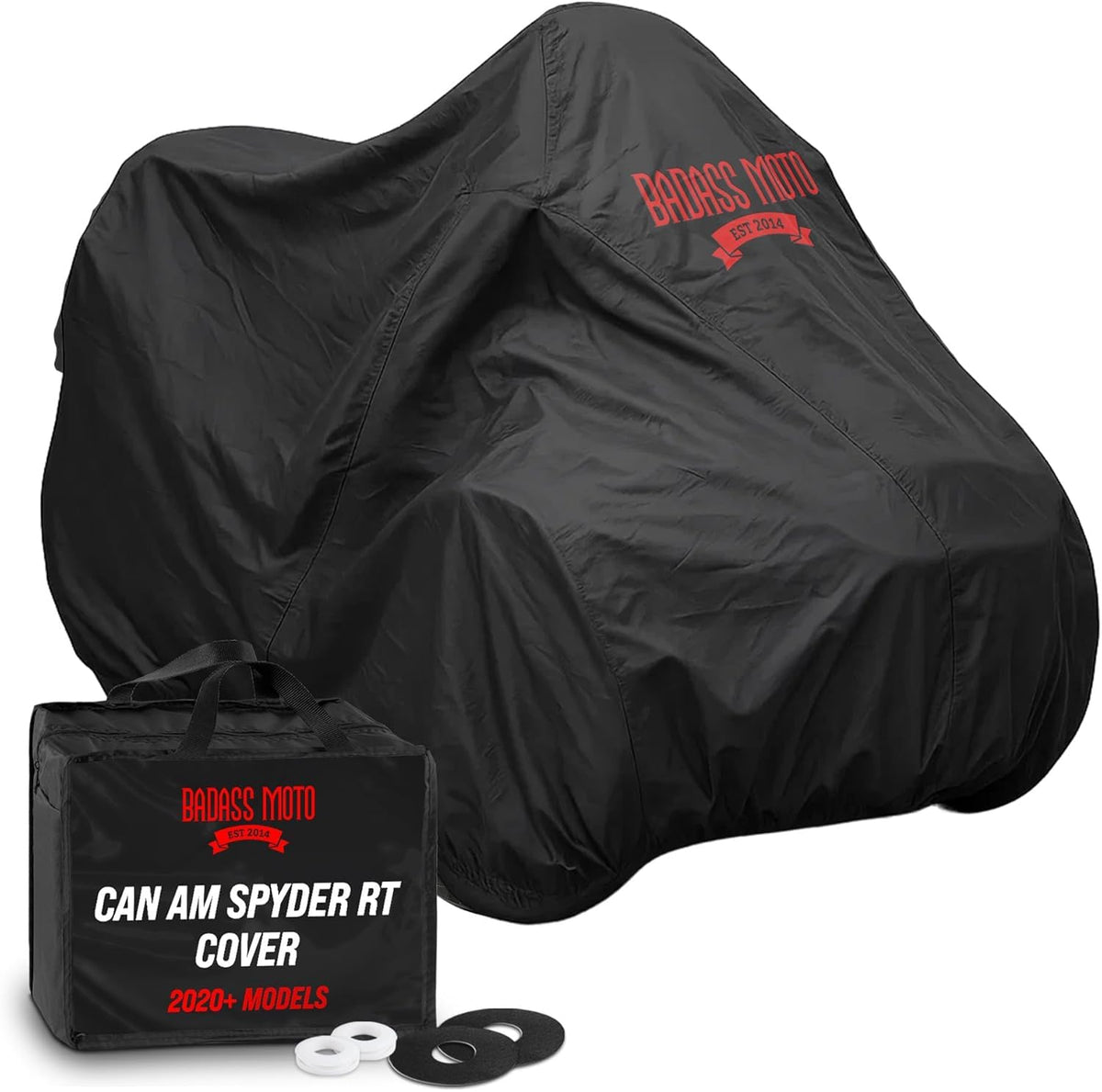 Badass Moto Ultimate Can-Am Spyder Cover RT Limited front view protects against rain and dust